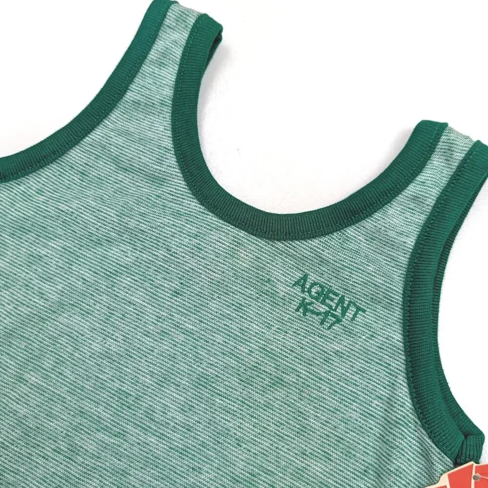 Vintage Tog-a-Longs Tank Top Boys Sz 2-3T Green Ringer 80s Basic Retro Classic